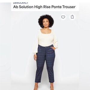 Democracy “Ab” Solution Navy Plaid High-Rise Trousers Size 18w